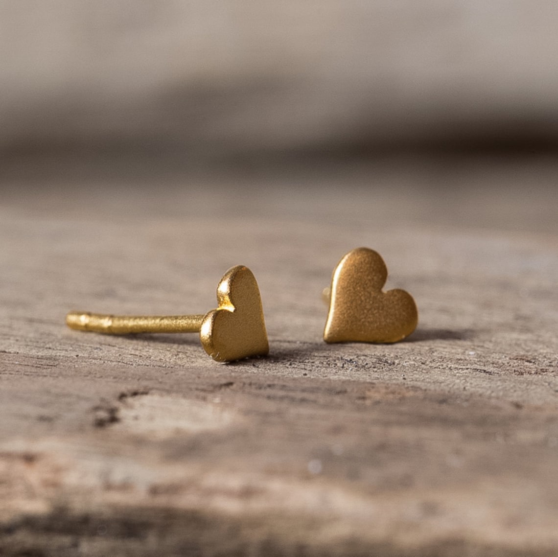 Heart Earrings Heart Studs Gold Stud Earrings Gold Heart Etsy
