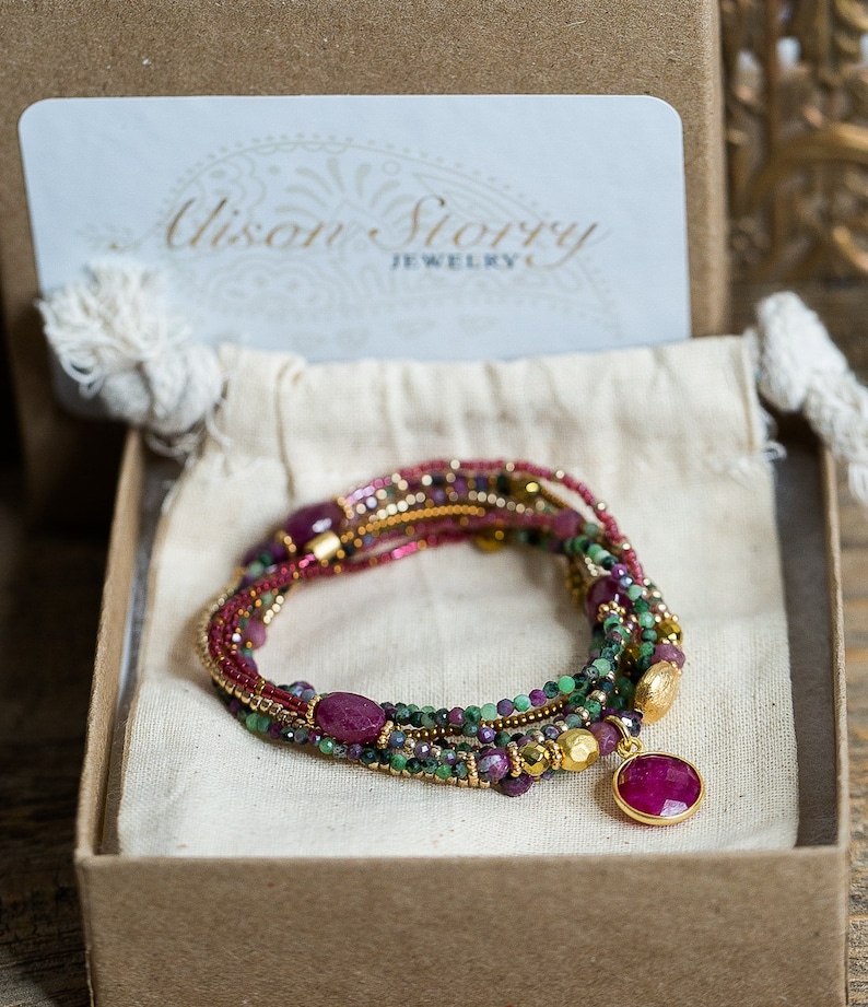 SALE Ruby Bracelet Ruby Zoisite Bracelet Beaded Wrap Etsy