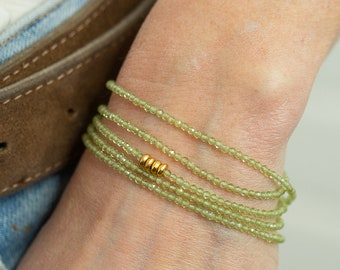 AUGUST BIRTHSTONE,PERIDOT Armband,facettierter Peridot, Wickelarmband,Halskette,Geburtsstein Schmuck