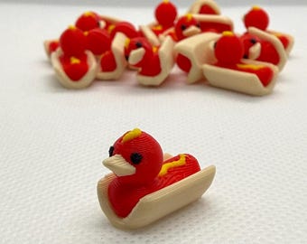 15 mini canards en caoutchouc en forme de hot-dog – Figurines de collection originales imprimées en 3D