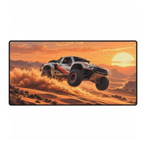 Desert Trophy Truck Sunset Jump Off-Road Desk Mat | XL Gaming Mouse Pad