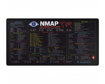 Nmap Cheat Sheet Desk Mat | Network Commands Reference, Cybersecurity Mouse Pad  31" x 15"