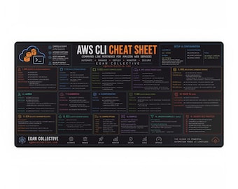 AWS CLI Cheat Sheet Desk Mat | XXL Cloud Engineer Mouse Pad | Amazon Web Services Command Reference | DevOps & SysAdmin Gift