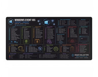 Windows Event ID Cheat Sheet Desk Mat | XXL Cybersecurity Mouse Pad | Windows Security  | SOC Analyst & System Administrator Gift 31" x 15"