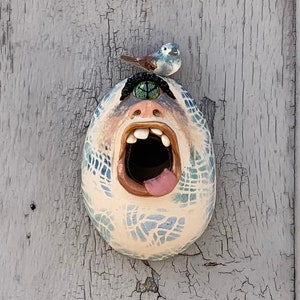 BIRD HOUSE Wall - Ready to ship - slab built ,hand altered and sculpted. A cute little house to keep your feathered friends safe and sound.