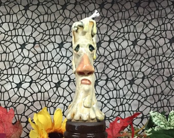 CANDLE OIL LAMP -  2 piece - Ready to ship - Wheel thrown, hand altered and sculpted ceramic oil lamp. A friendly face to light up your life