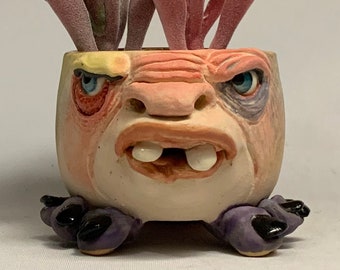 Really Small Monster Pot Planter - Ready to Ship-wheel Thrown