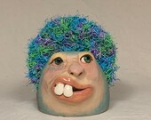 SPONGE HOLDER-- Ready to ship -Wheel thrown, hand sculpted sponge holder and scrubby pad holder. A friendly face to brighten your day.