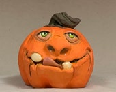 CERAMIC JOL PUMPKIN , wheel thrown, hand altered and sculpted. Just a friendly little pumpkin to help you celebrate the fall season.