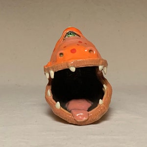 Snap Dragon, Ready to ship - slab-built, hand altered and sculpted. Just a friendly face to hold your sink sponge, or to hold your rings.