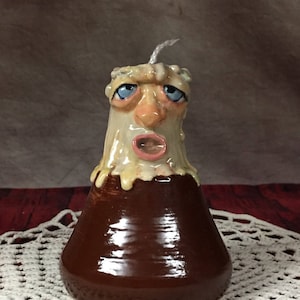 CANDLE OIL LAMP - Ready to ship - Wheel thrown, hand altered and sculpted ceramic oil lamp. Just a friendly face to light up your life.