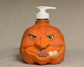 LOTION PUMP -Ready to ship wheel thrown, hand altered and sculpted ceramic lotion pump or soap dispenser. A happy face to brighten your day.