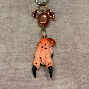 KEYRING/ MIRROR CHARM - made of hand sculpted polymer hands or feet accented with beads & wire.