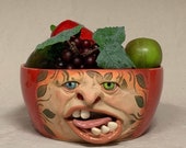 REGULAR SERVING BOWL - Wheel thrown, hand altered & sculpted. Just a friendly face to hold soup, ice cream, cereal, favorite candy.