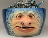 Extra LARGE YARN BOWL - Ready to ship -Wheel thrown, hand altered and sculpted. This listing is for the actual bowl pictured.