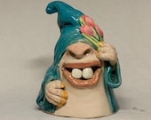 Extra Small GardenDweller-slab built , hand altered and sculpted ceramic garden dweller. A friendly gnome to enjoy in your home or garden