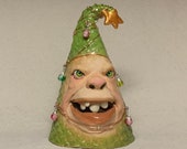 Cute Tree-extra small-hand built and hand altered and sculpted ceramic tree. Just a friendly fella to enjoy in your home at Christmas.