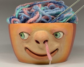 REGULAR YARN BOWL-Ready to ship -Wheel thrown, hand altered and sculpted. This listing is for the actual bowl pictured.