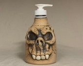 LOTION PUMP -Ready to ship wheel thrown, hand altered and sculpted ceramic lotion pump or soap dispenser. A happy face to brighten your day.