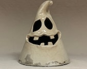 Ghostie- small - hand built and hand altered and sculpted light-up ghost. Just a friendly fella to enjoy in your home for Halloween.