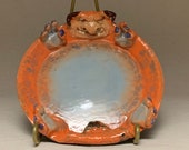 CRITTER PLATE -  Wheel thrown, hand altered and sculpted ceramic plate or wall hanging. A friendly way to hold a snack, a watch, or change.