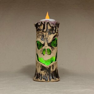 HAUNTED CANDLE -  Ready to ship - slab rolled, hand altered and sculpted. Just a friendly fella to help you light up your life.