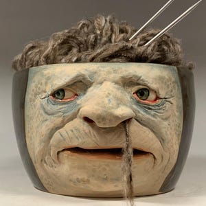 YARN BOWL extra large -Ready to ship,  Wheel thrown, hand altered & sculpted.