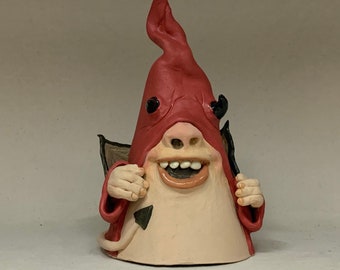 Small Garden Dweller-Ready to ship - hand built and hand altered and sculpted . Just a friendly gnome to enjoy in home or garden.