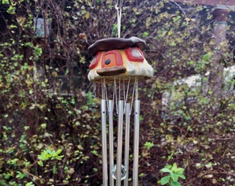 WIND CHIME - Ready to ship - Hand sculpted.   Hang this lovely piece outside and  see who comes to visit your patio or garden.