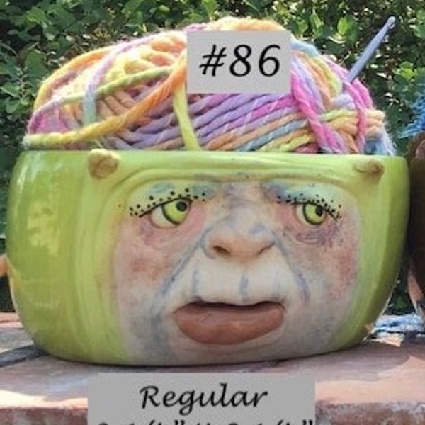 REGULAR YARN BOWL - Custom Made - Wheel thrown, hand altered and sculpted. Just a friendly face to join you while you knit or crochet.