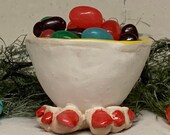 Egg Holder Cup- Ready to ship -slab built, hand altered and sculpted. A friendly and colorful holder for  your hard boiled egg at breakfast.