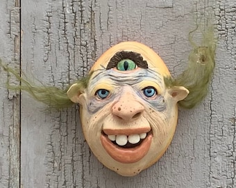 Small Wall Mask - Ready to ship - The next best thing to having an imaginary friend.  Hang them anywhere you need an ear for  conversation.