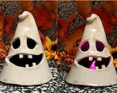 Ghostie- small - hand built and hand altered and sculpted light-up ghost. Just a friendly fella to enjoy in your home for Halloween.