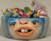 Small ceramic bowl - Wheel thrown, hand altered & sculpted. Just a friendly face to hold soup, ice cream, cereal, favorite candy.