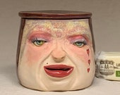 BUTTER FACE - Wheel thrown, hand altered and sculpted butter container. No need to refrigerator your real butter & decorate your table