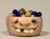 Extra Small Bowl,- ready to ship- wheel thrown, hand altered and sculpted. Just a friendly face to enjoy your cereal or snacks with.
