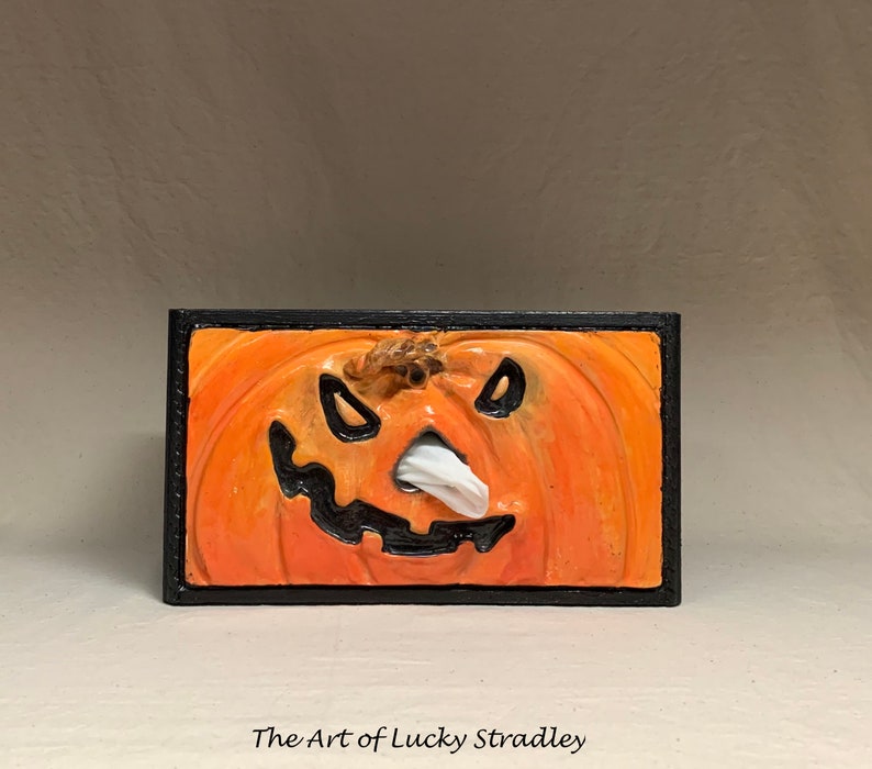 SNUFFLE BOX Ready to ship Tissue Holder Hand sculpted tile, custom made wooden box. A great way to cheer up that poor soul with a cold. image 1