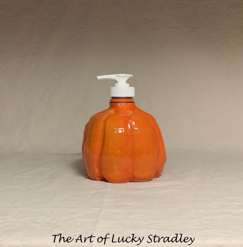 LOTION PUMP Ready to ship wheel thrown, hand altered and sculpted ceramic lotion pump or soap dispenser. A happy face to brighten your day. image 4