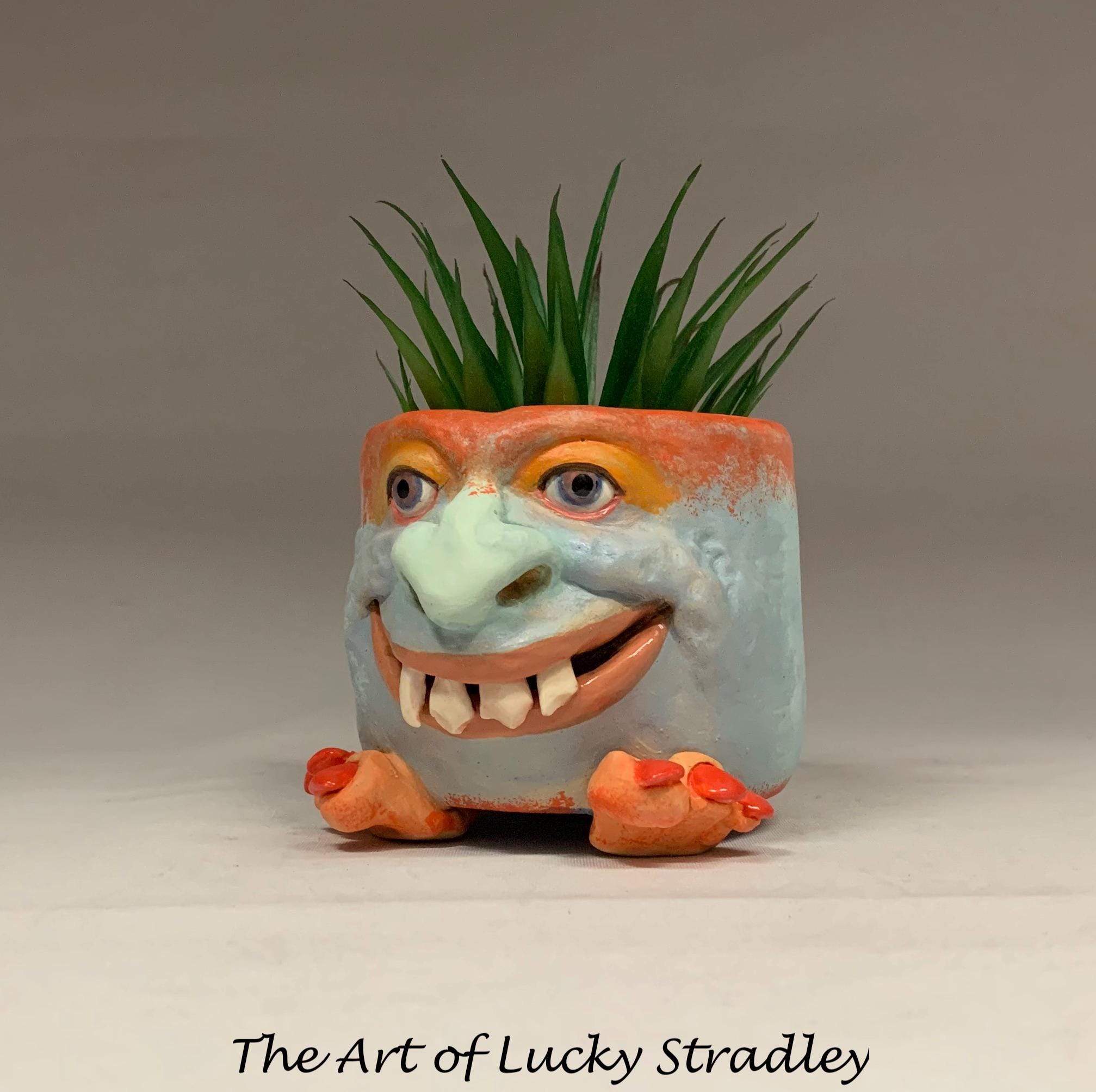 Small Monster Pot Planter- Ready to Ship - Wheel Thrown, Hand