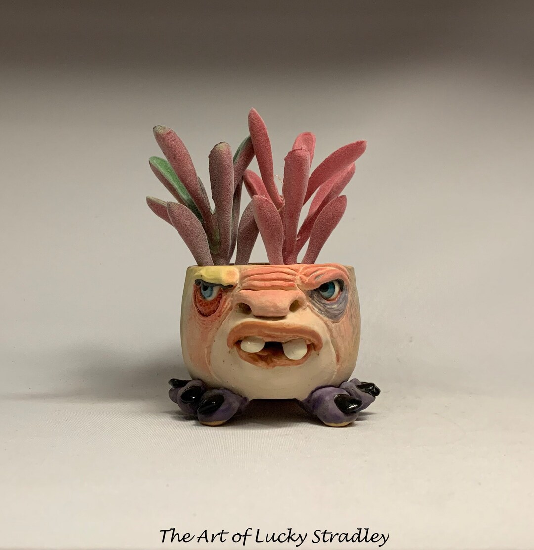Really Small Monster Pot Planter - Ready to Ship-wheel Thrown