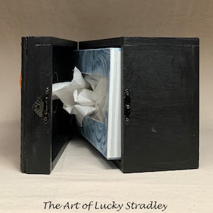 SNUFFLE BOX Ready to ship Tissue Holder Hand sculpted tile, custom made wooden box. A great way to cheer up that poor soul with a cold. image 4