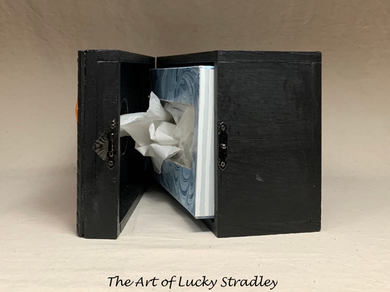 SNUFFLE BOX Ready to ship Tissue Holder Hand sculpted tile, custom made wooden box. A great way to cheer up that poor soul with a cold. image 4