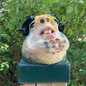 Post Troll Sitter -Ready to ship -Wheel thrown, hand altered & sculpted. Everyone need a personal guardian in their lives, don't you think?