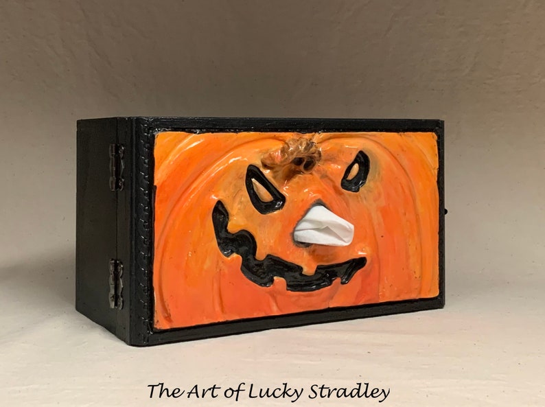 SNUFFLE BOX Ready to ship Tissue Holder Hand sculpted tile, custom made wooden box. A great way to cheer up that poor soul with a cold. image 8