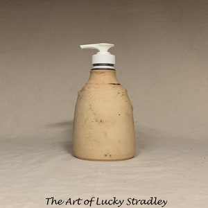 LOTION PUMP Ready to ship wheel thrown, hand altered and sculpted ceramic lotion pump or soap dispenser. A happy face to brighten your day. image 4