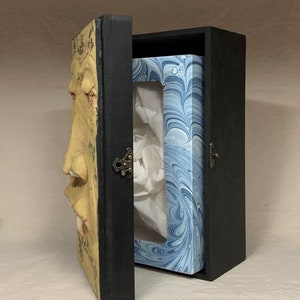 SNUFFLE BOX Ready to ship Tissue Holder Hand sculpted tile, custom made wooden box. A great way to cheer up that poor soul with a cold. image 5