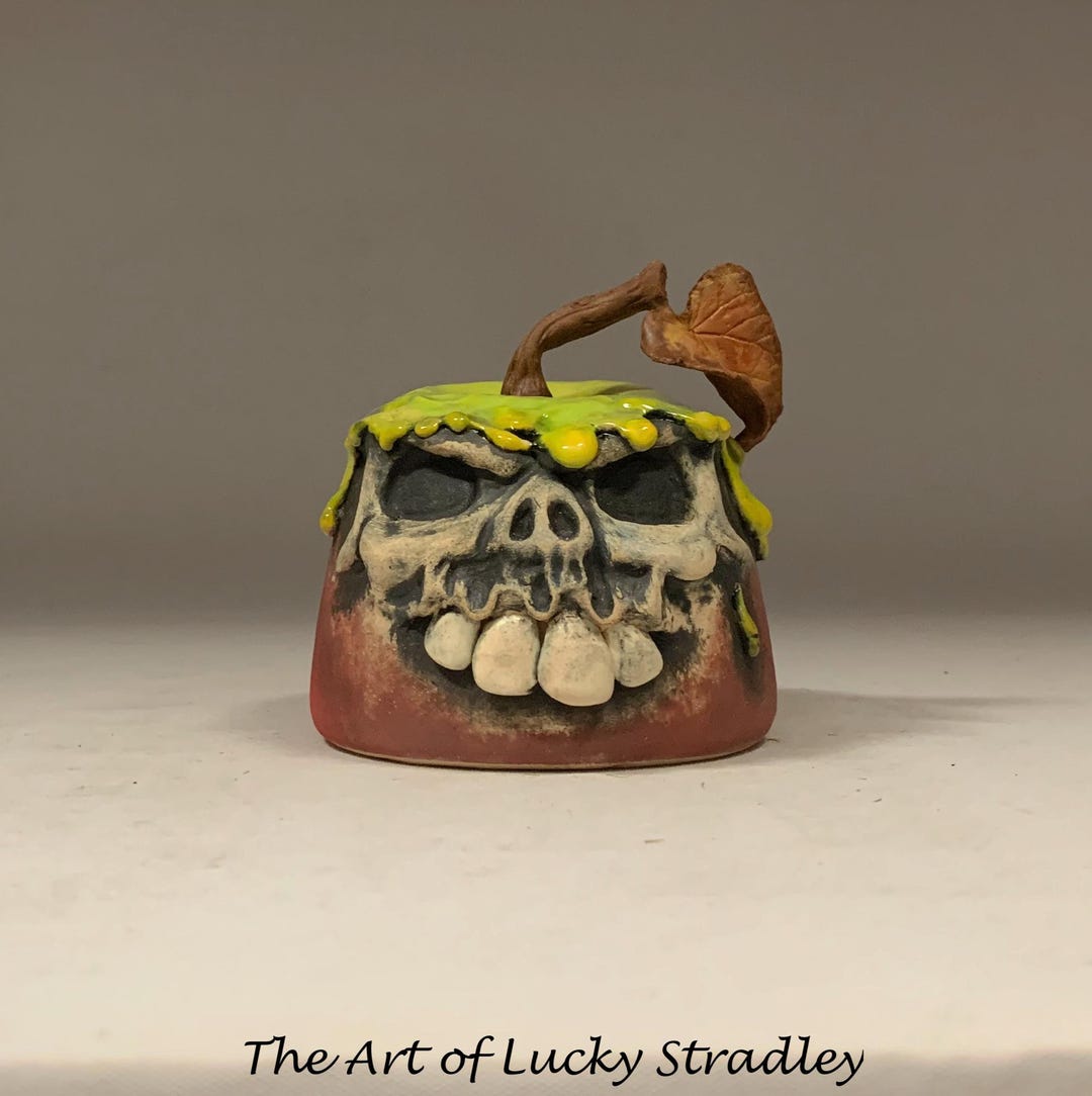 ROTTEN APPLE -skull Face - Ready to Ship- Just a Friendly Little