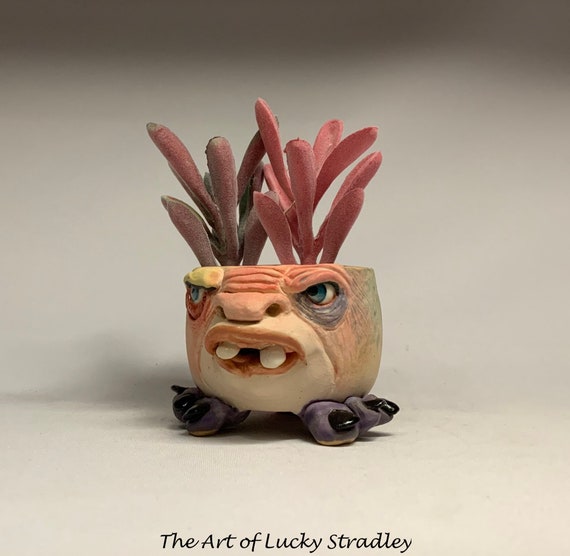 Really Small Monster Pot Planter - Ready to Ship-wheel Thrown