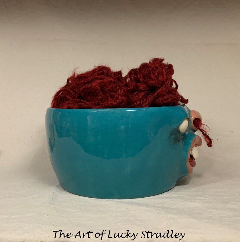 Extra LARGE YARN BOWL Ready to ship Wheel thrown, hand altered and sculpted. This listing is for the actual bowl pictured. image 5