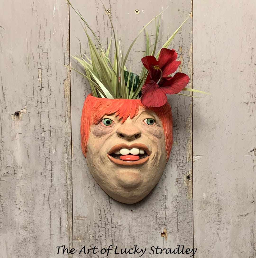 WALL PLANTER XL - Ready to Ship - Hand Built, Altered and Sculpted